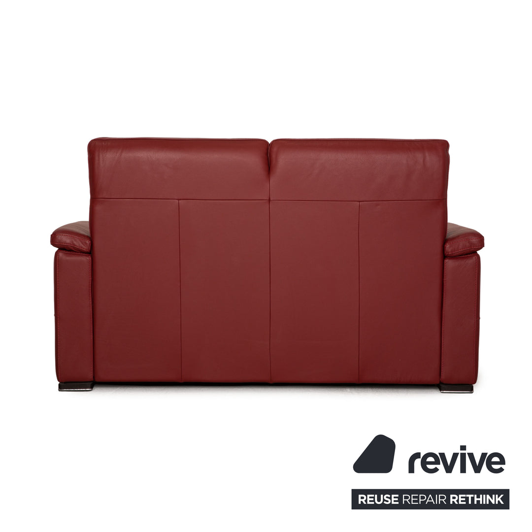Lederland Puerto Leather Two Seater Red Sofa Couch