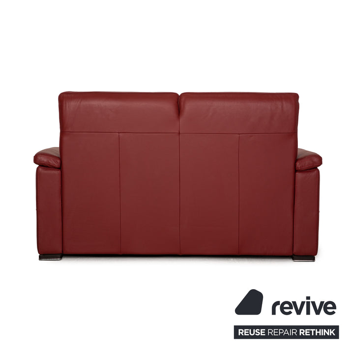 Lederland Puerto Leather Two Seater Red Sofa Couch