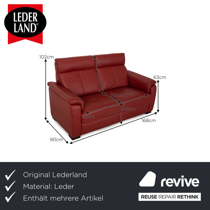 Lederland Puerto Leather Two Seater Red Sofa Couch Function