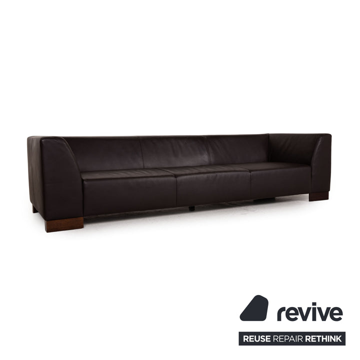 Lederland Ramirez Leather Sofa Dark Brown Four Seater Couch