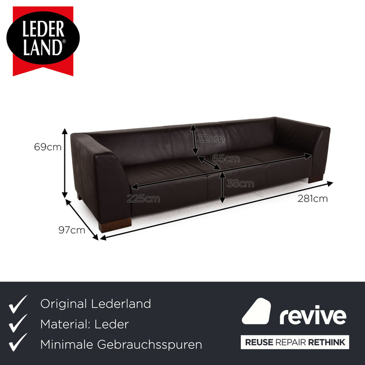 Lederland Ramirez Leather Sofa Dark Brown Four Seater Couch