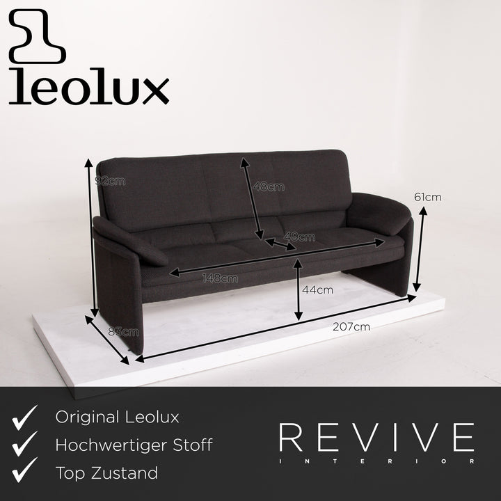 Leolux anthracite fabric sofa three-seater #14048