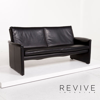 Leolux Antipode Leder Sofa Schwarz Zweisitzer Couch #12789
