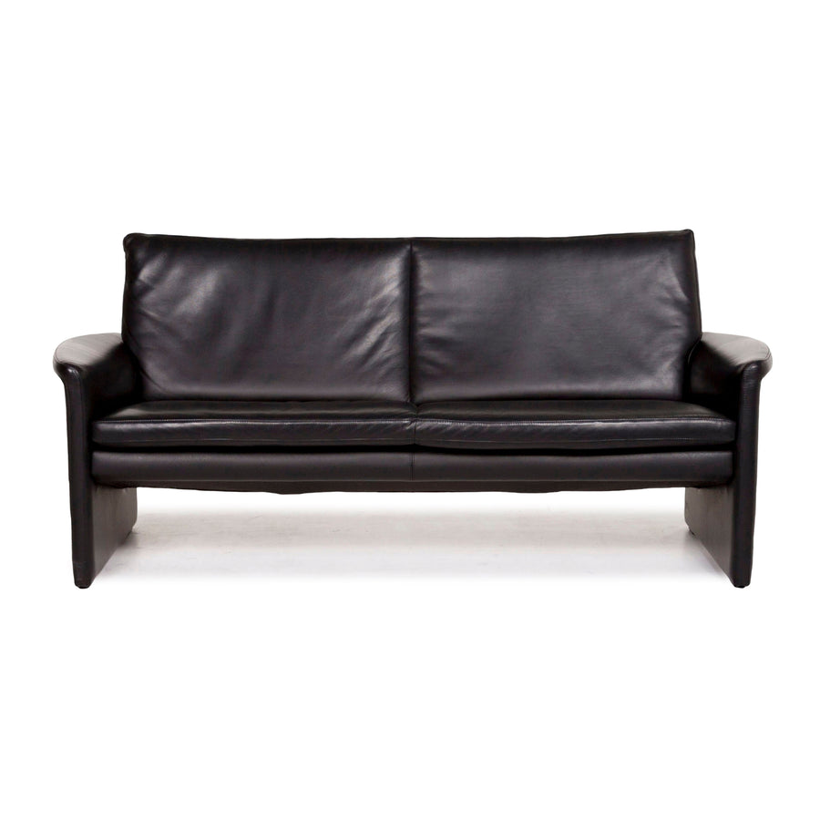 Leolux Antipode Leather Sofa Black Two Seater Couch #12789