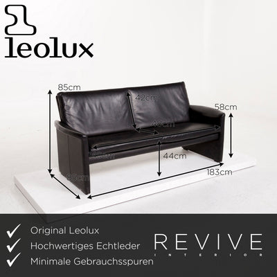 Leolux Antipode Leder Sofa Schwarz Zweisitzer Couch #12789