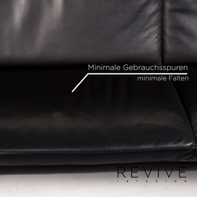 Leolux Antipode Leder Sofa Schwarz Zweisitzer Couch #12789