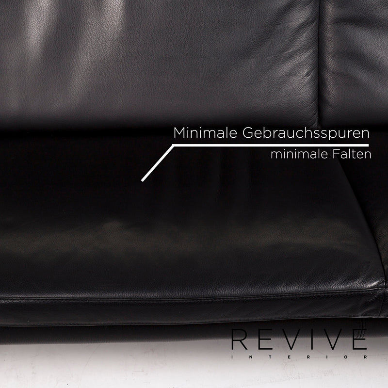 Leolux Antipode Leder Sofa Schwarz Zweisitzer Couch 