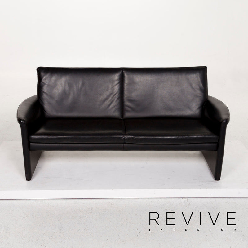 Leolux Antipode Leder Sofa Schwarz Zweisitzer Couch 