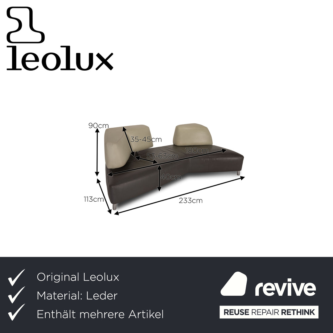 Leolux Archipel Leder Sofa Garnitur Grau Ecksofa Hocker Couch