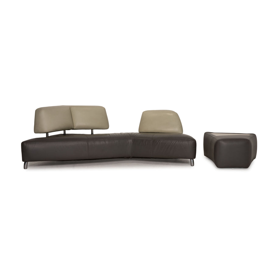 Leolux Archipel Leather Sofa Set Gray Corner Sofa Stool Couch