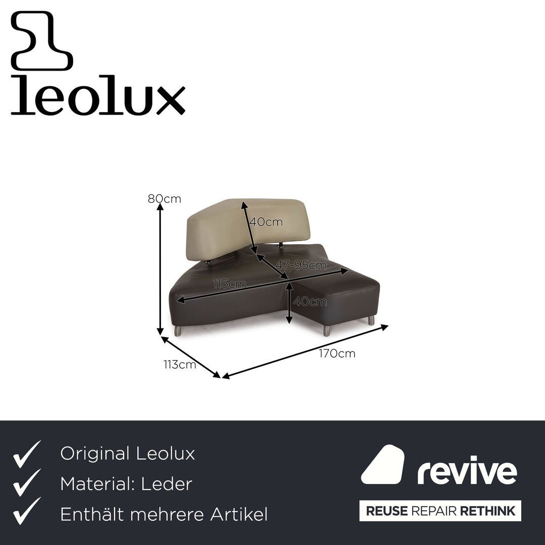 Leolux Archipel Leder Sofa Garnitur Grau Ecksofa Hocker Couch