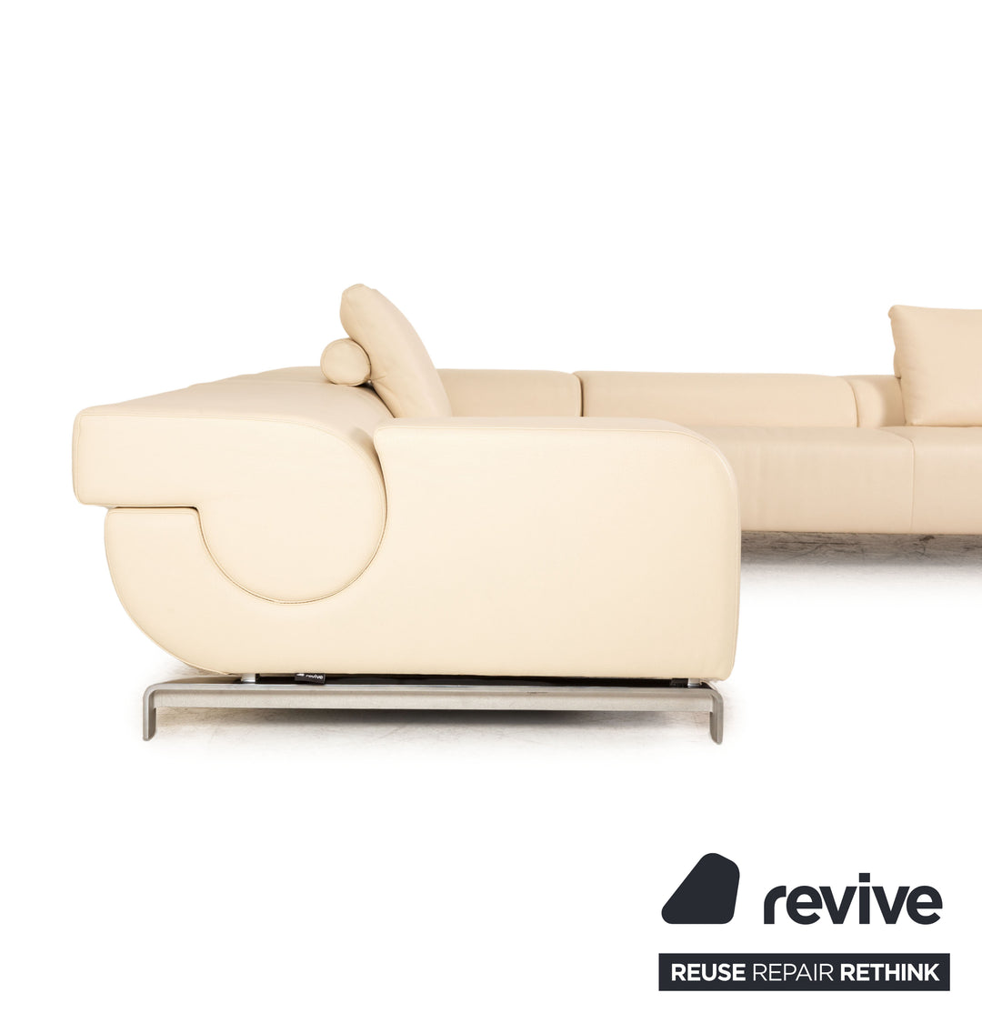 Leolux B-Flat Leder Ecksofa Creme manuelle Funktion Sofa Couch