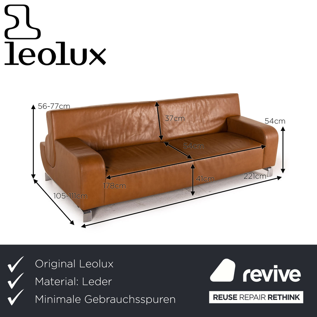 Leolux B-Flat Leder Sofa Braun Dreisitzer Funktion Couch