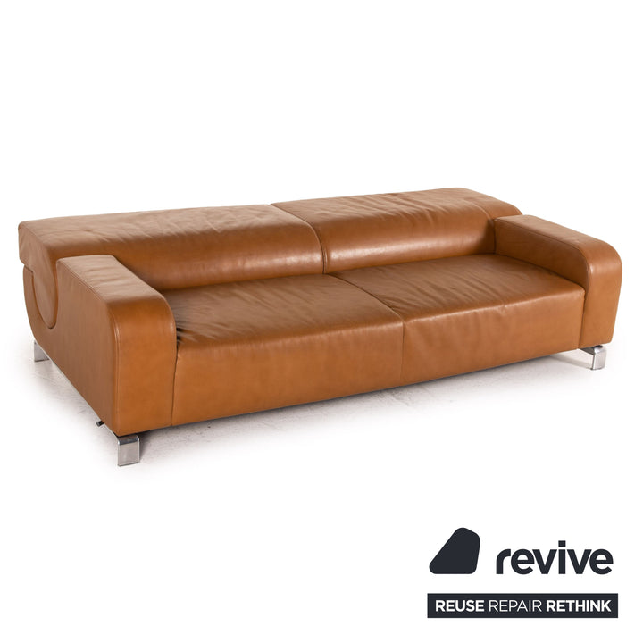 Leolux B-Flat Leder Sofa Braun Dreisitzer Funktion Couch