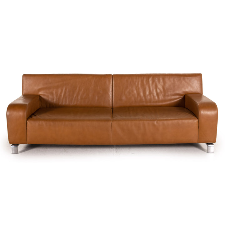 Leolux B-Flat Leder Sofa Braun Dreisitzer Funktion Couch