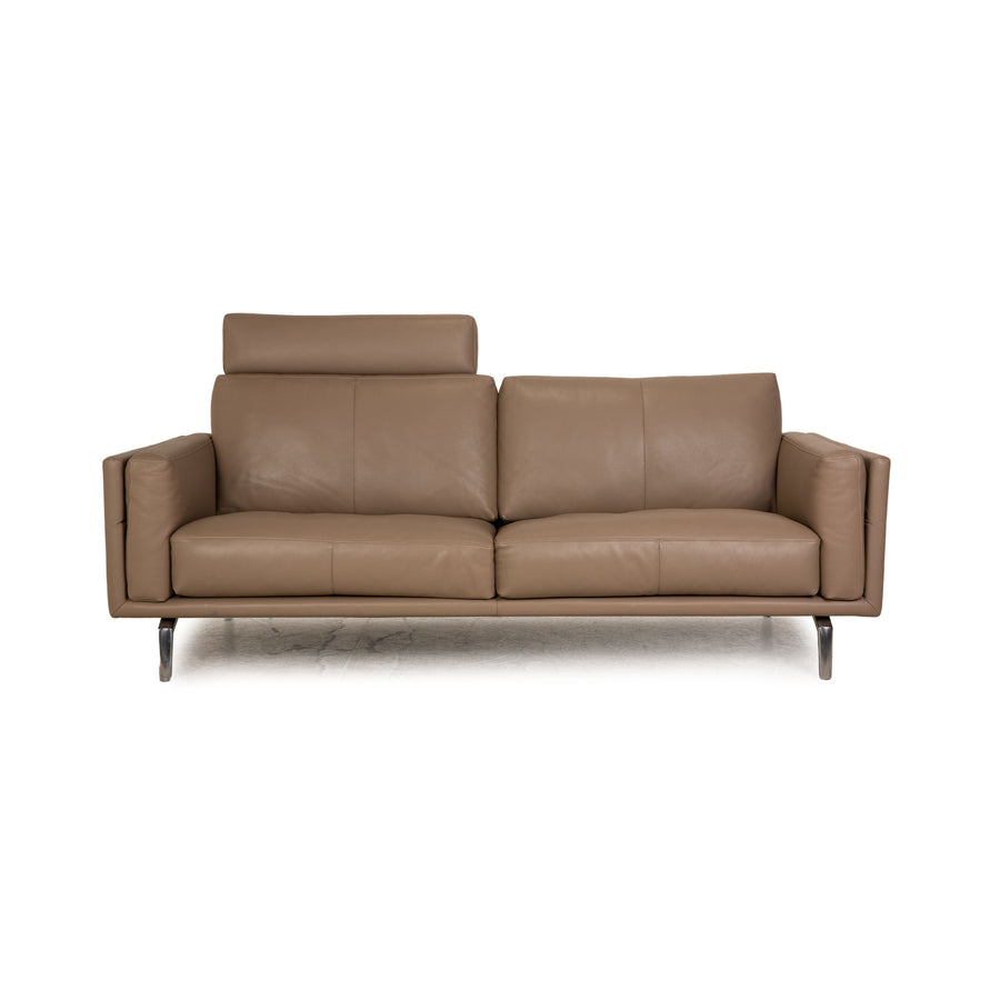 Leolux Bellice Leather Three Seater Gray Sofa Couch