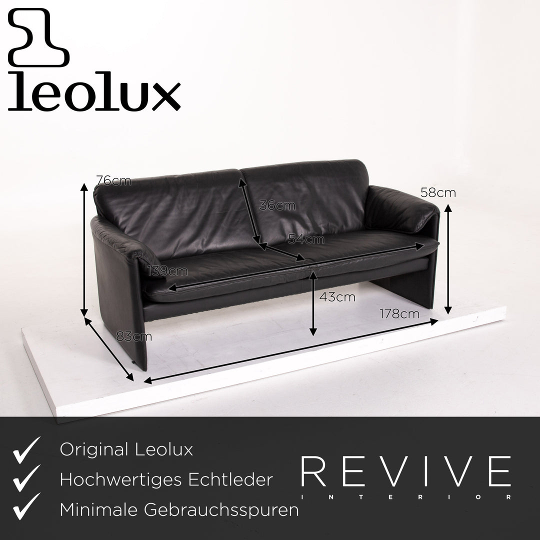 Leolux Bora Leder Anthrazit Grau Dreisitzer Couch #13711