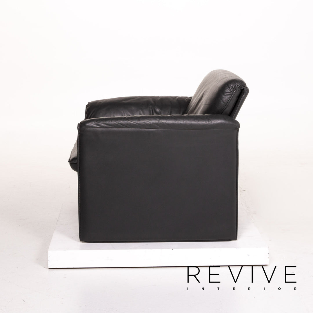 Leolux Bora leather armchair set anthracite gray 1x armchair 1x stool #14009