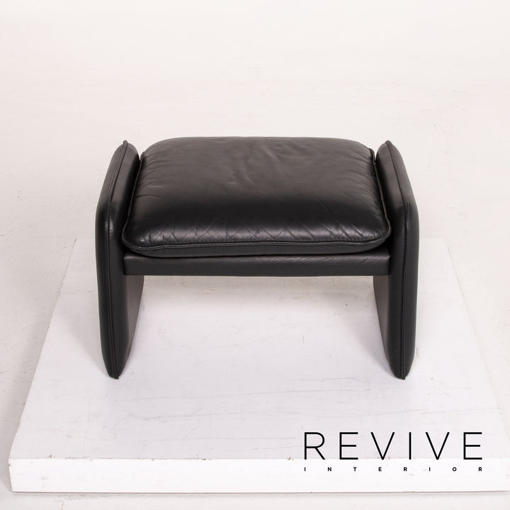 Leolux Bora leather armchair set anthracite gray 1x armchair 1x stool #14009