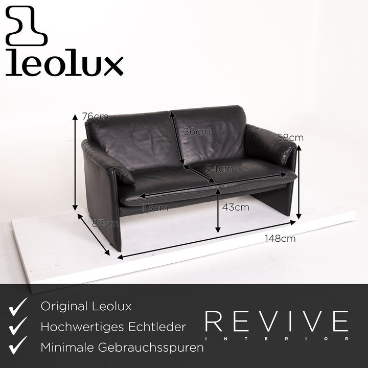 Leolux Bora leather sofa anthracite gray two-seater couch #13710