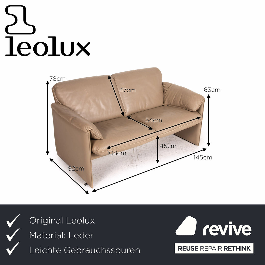 Leolux Bora Leather Sofa Brown Light Brown Two Seater Vintage Couch Outlet