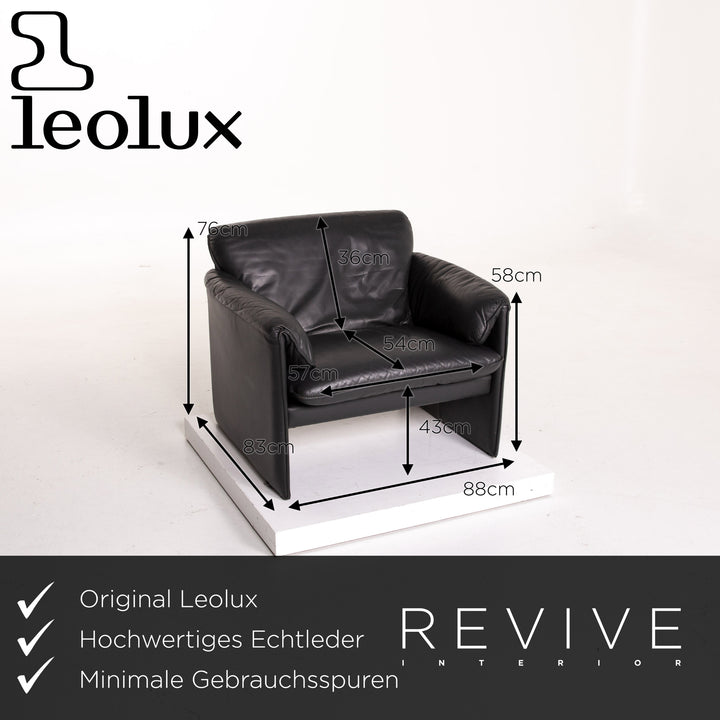 Leolux Bora leather sofa set anthracite gray 1x three-seater 1x two-seater 1x armchair 1x stool #14008