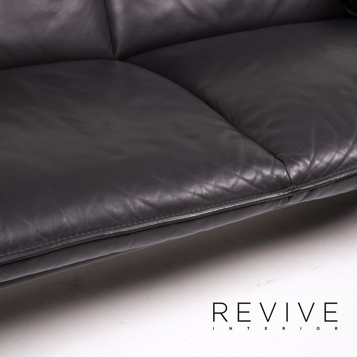 Leolux Bora leather sofa set anthracite gray 1x three-seater 1x two-seater 1x armchair 1x stool #14008