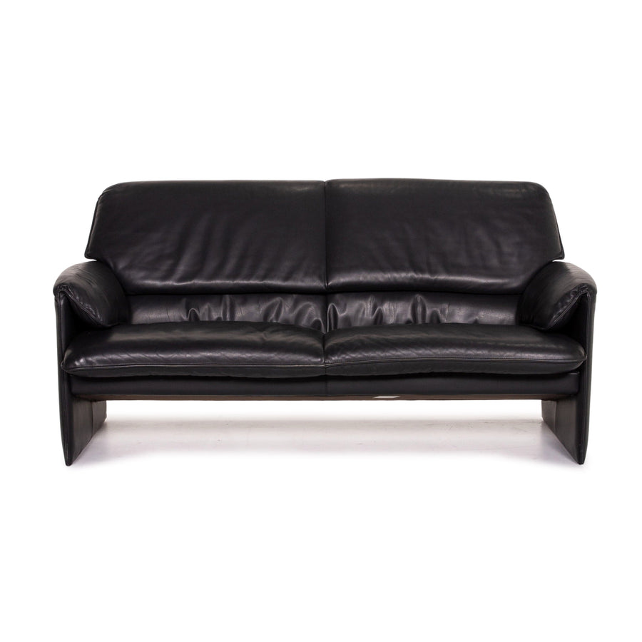 Leolux Bora Leather Sofa Black Two Seater Couch #14830