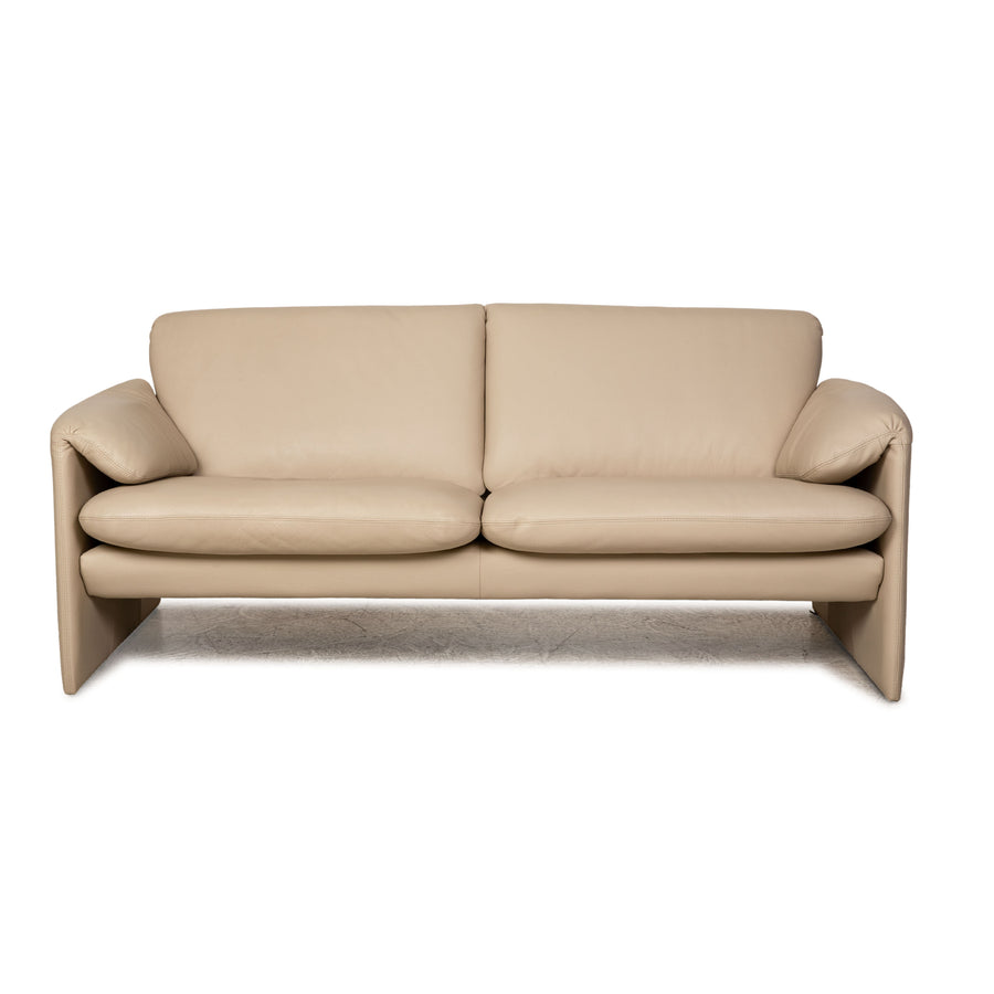 Leolux Bora Leather Two Seater Beige Sofa Couch