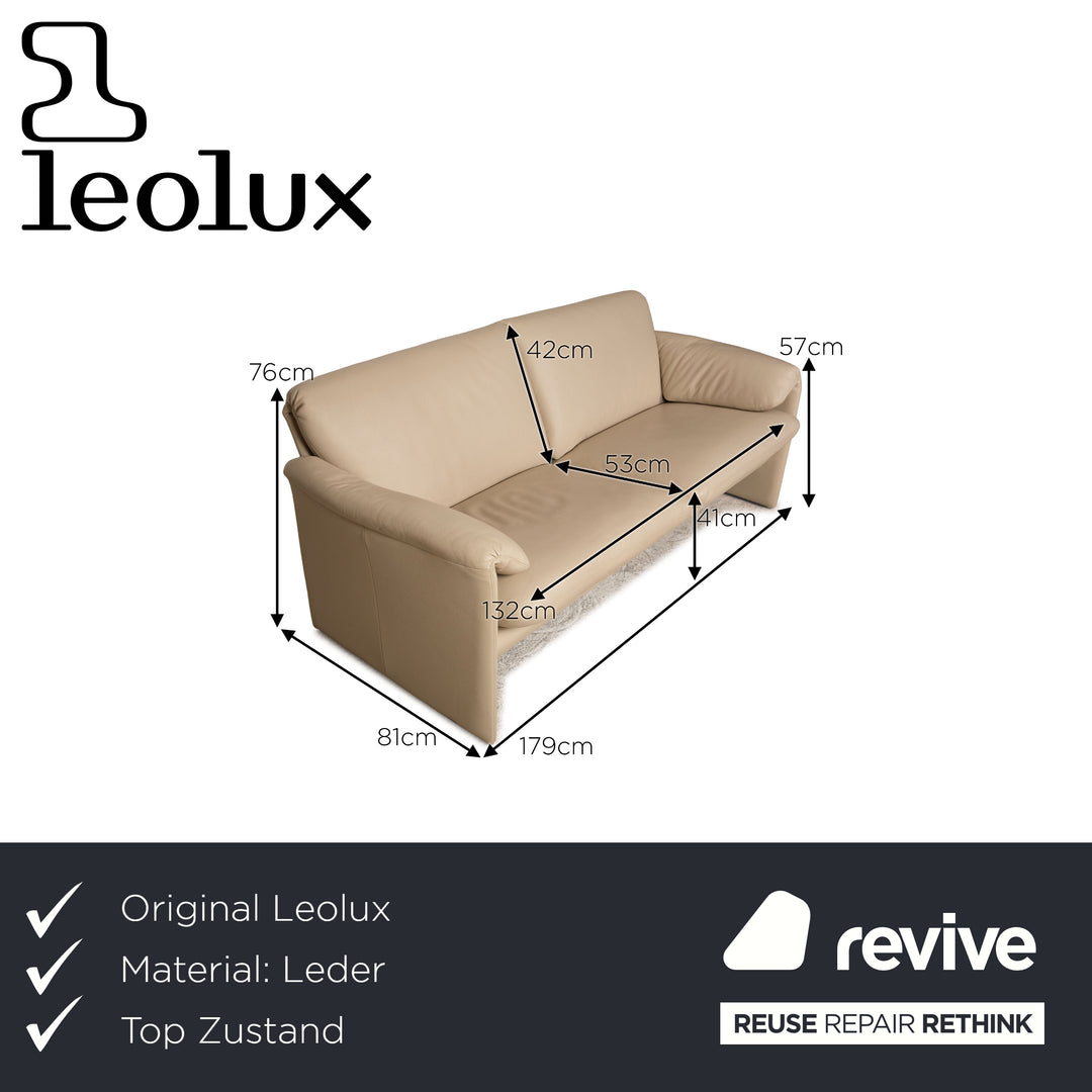 Leolux Bora Leder Zweisitzer Beige Sofa Couch