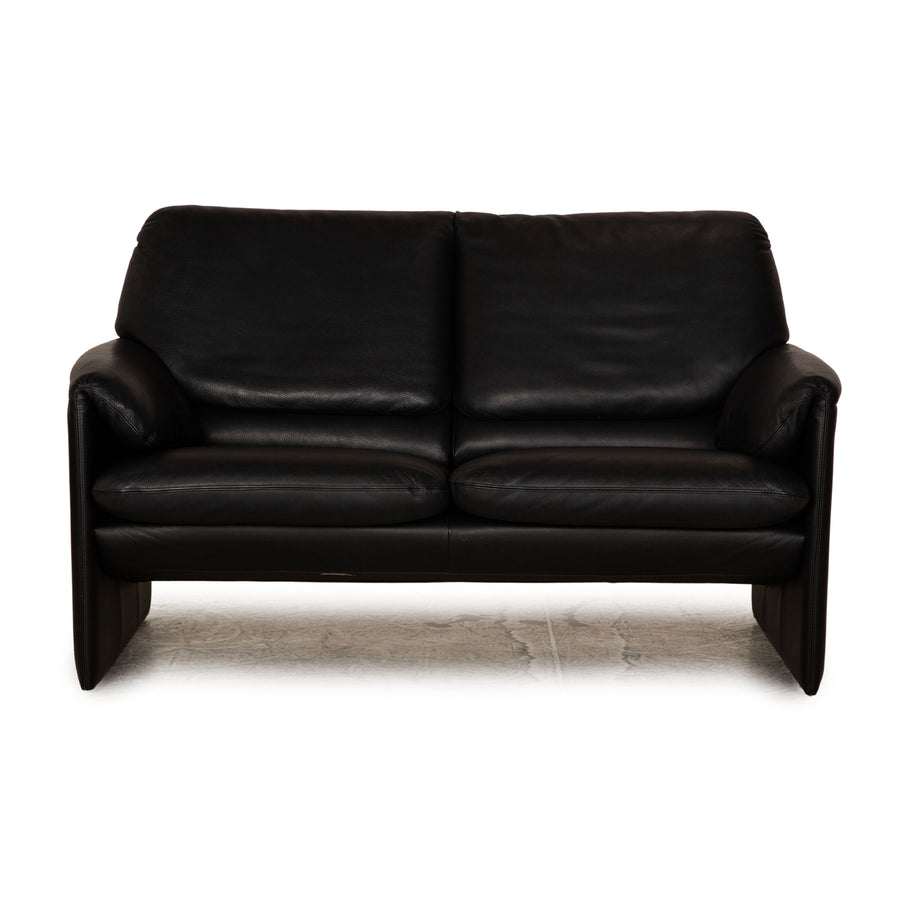 Leolux Bora Leather Two Seater Black Sofa Couch