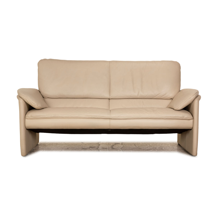 Leolux Catalpa Leather Two Seater Cream Sofa Couch