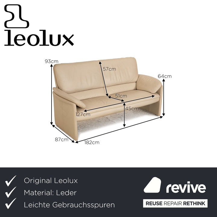 Leolux Catalpa Leather Two Seater Cream Sofa Couch