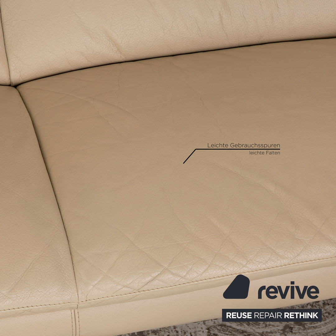 Leolux Catalpa Leder Zweisitzer Creme Sofa Couch
