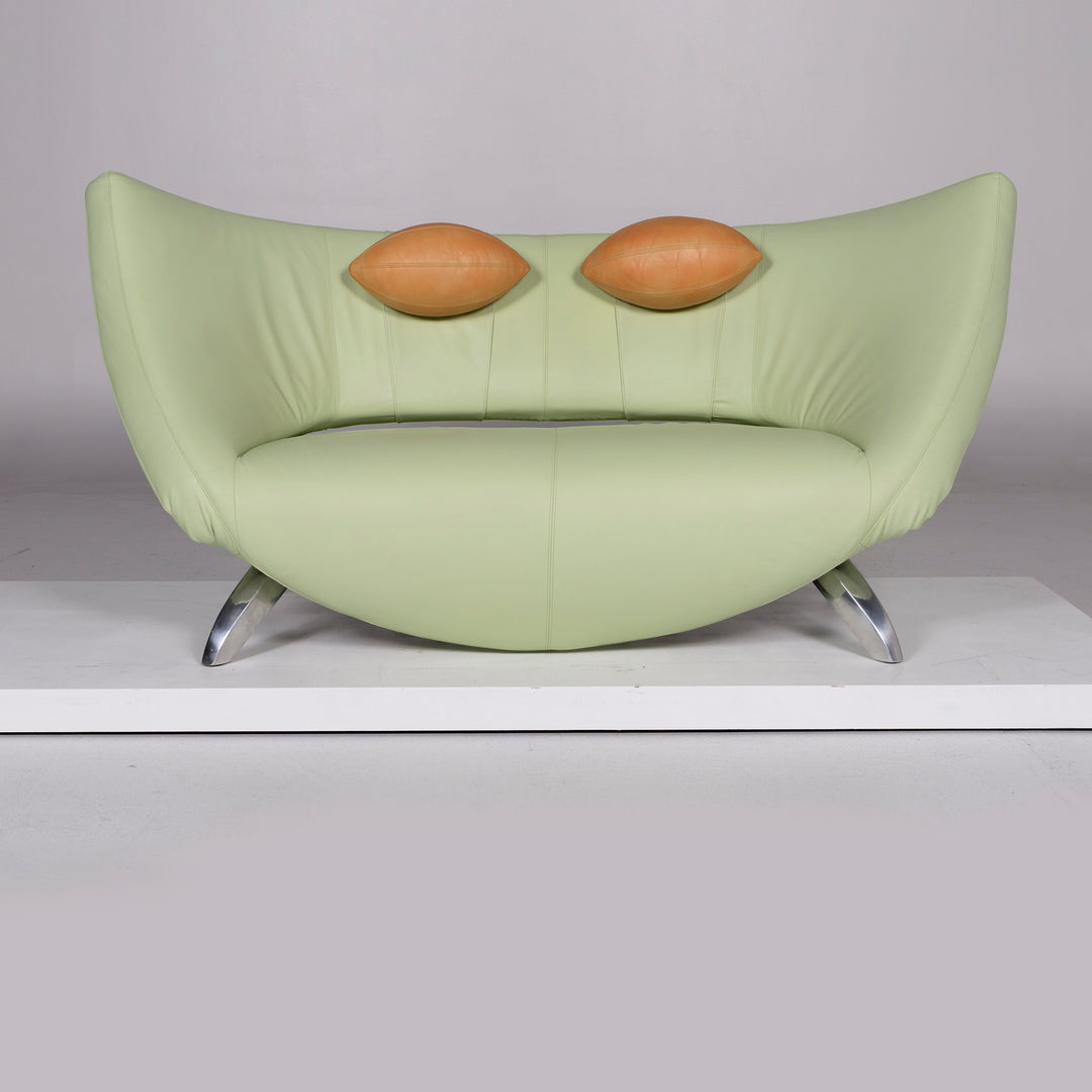 Leolux Danaide Leather Sofa Green Pistachio Green Electric Function Couch #10551