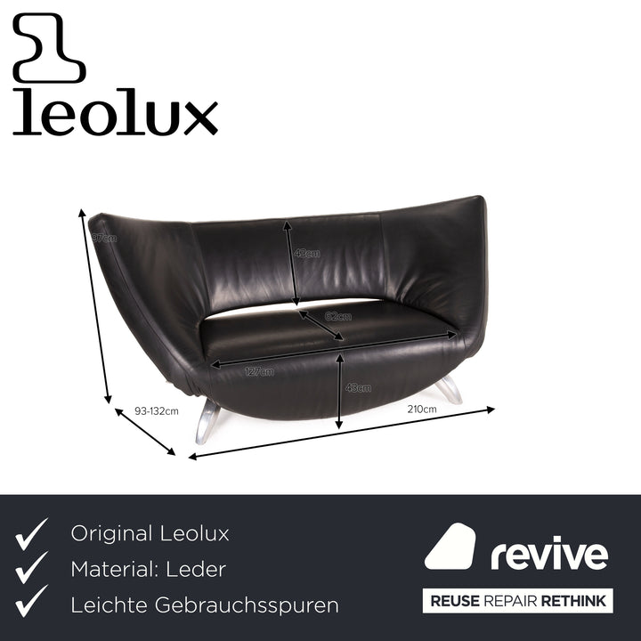 Leolux Danaide Leder Sofa Schwarz Zweisitzer Funktion Couch