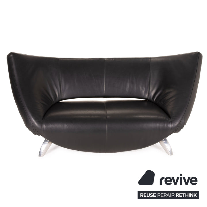Leolux Danaide Leather Sofa Black Two Seater Function Couch