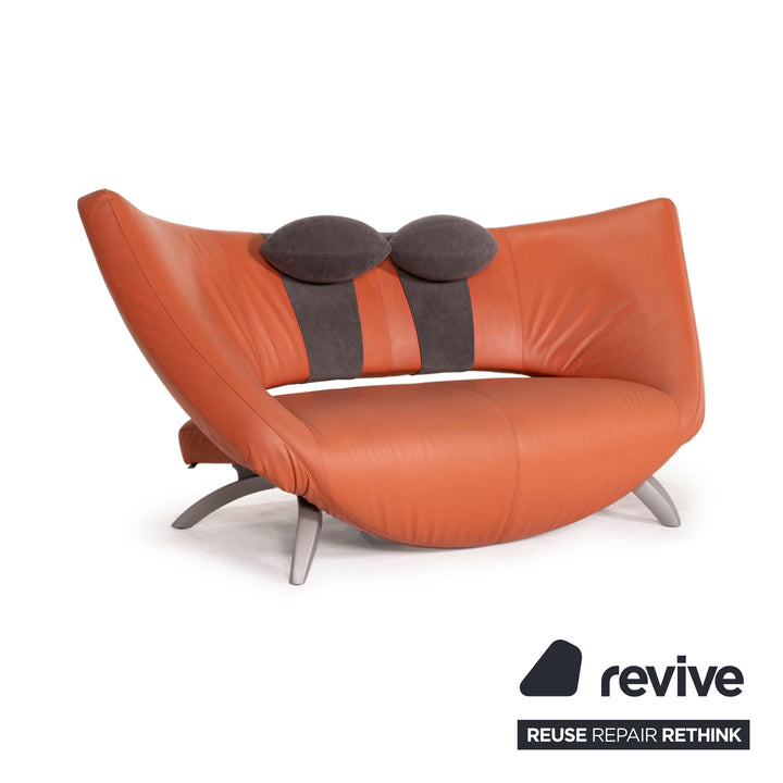 Leolux Danaide Orange leather sofa two seater electric function