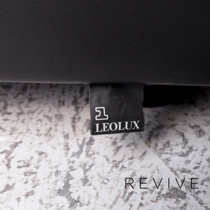 Leolux designer leather sofa set black 1x three-seater 1x armchair 1x stool #9635
