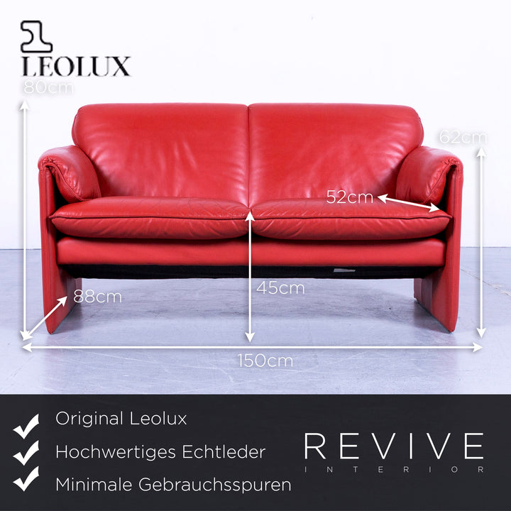 Leolux designer leather sofa orange red two-seater couch genuine leather modern #5345