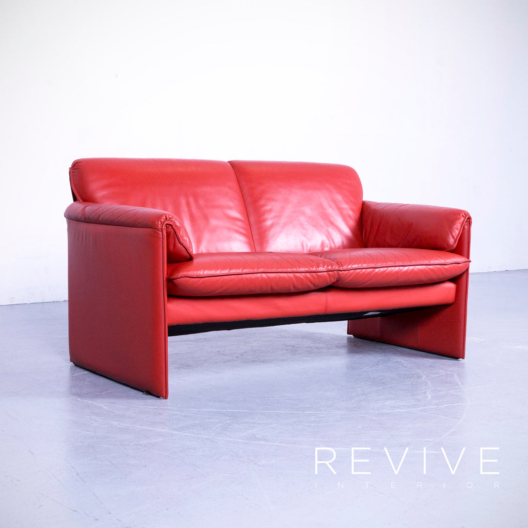 Leolux Designer Leder Sofa Orange Rot Zweisitzer Couch Echtleder Modern #5345