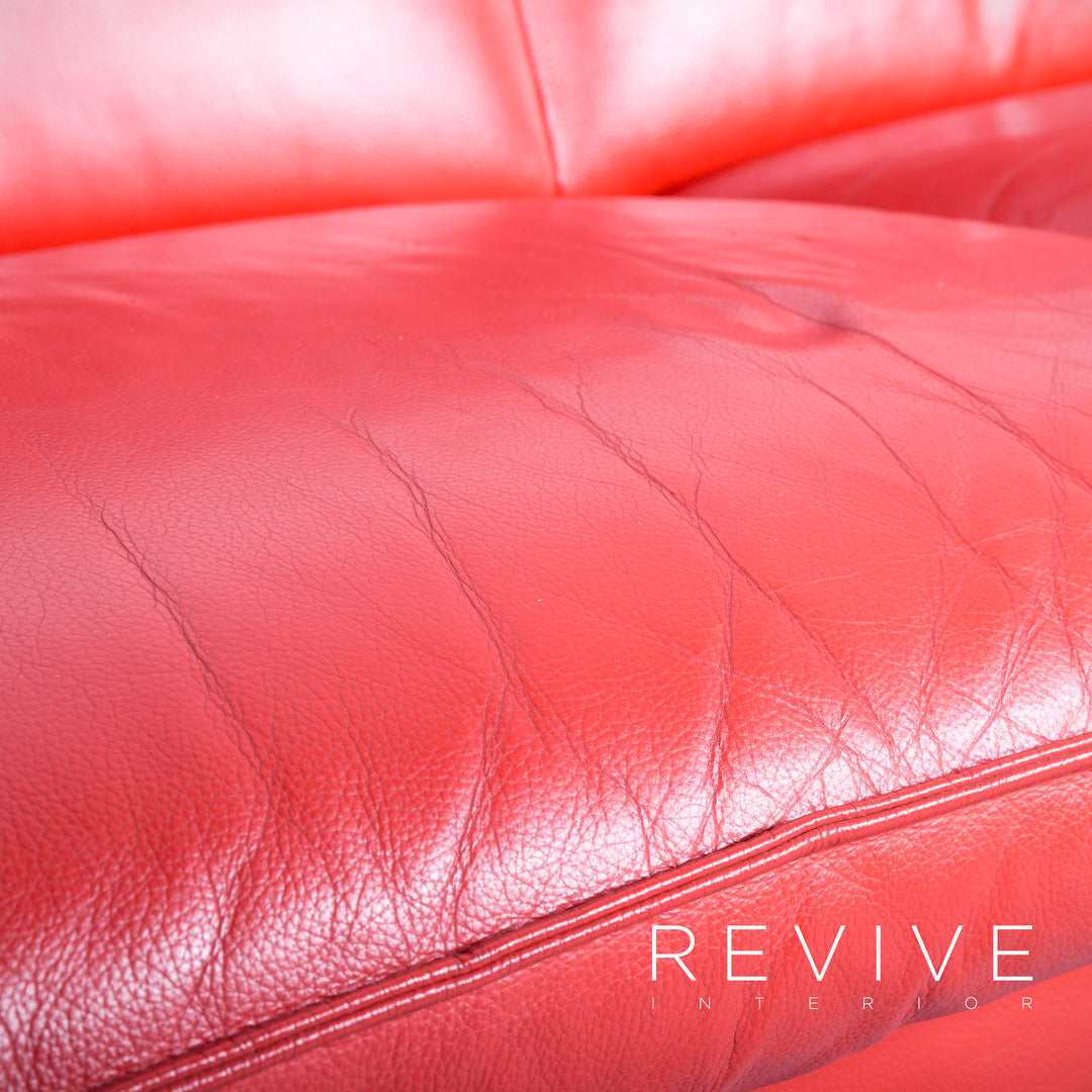 Leolux Designer Leder Sofa Orange Rot Zweisitzer Couch Echtleder Modern #5345