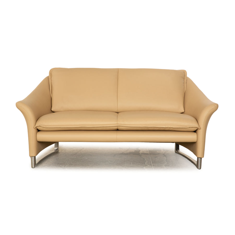 Leolux Enora Leder Zweisitzer Creme Beige Sofa Couch