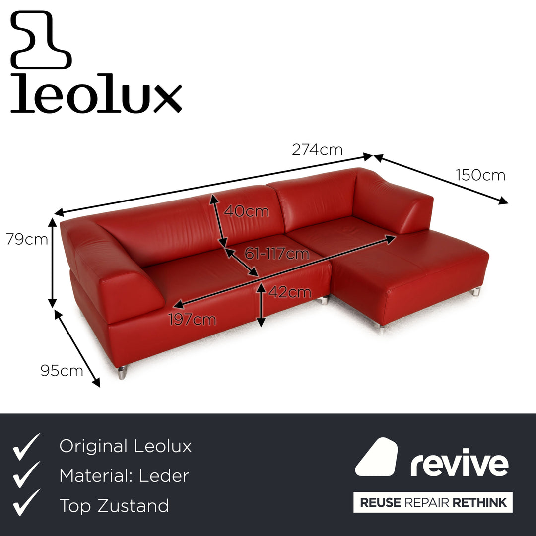 Leolux Faya Lobi Leder Sofa Rot Ecksofa Couch