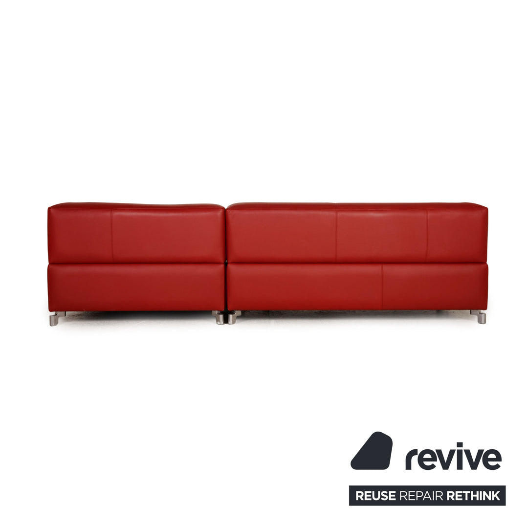 Leolux Faya Lobi Leather Sofa Red Corner Sofa Couch