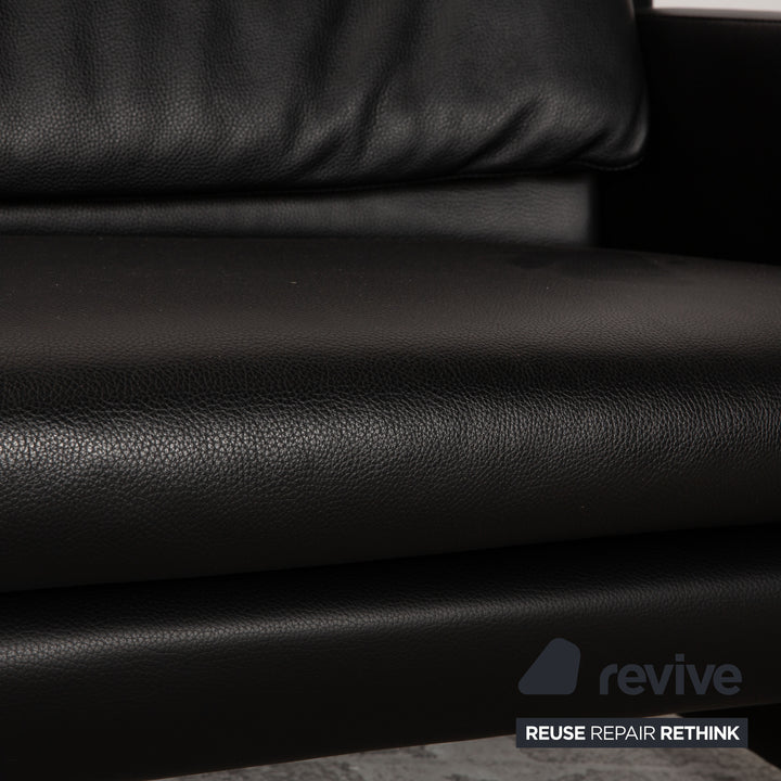 Leolux Fidamigo designer leather three seater sofa black couch