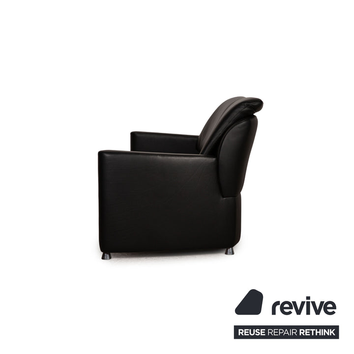 Leolux Fidamigo designer leather three seater sofa black couch
