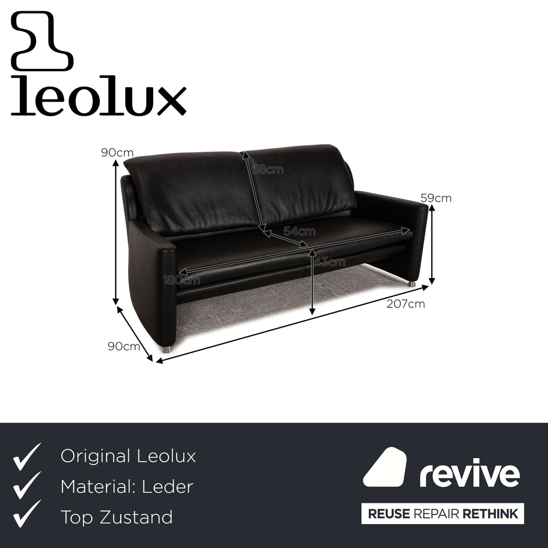 Leolux Fidamigo Designer Leder Dreisitzer Sofa Schwarz Couch