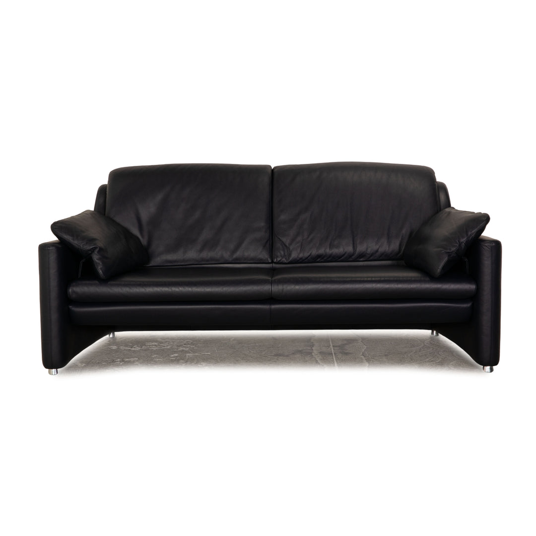 Leolux Fidamigo leather three-seater dark blue sofa couch