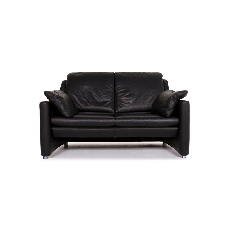 Leolux Fidamigo Leder Sofa Schwarz Zweisitzer Couch 